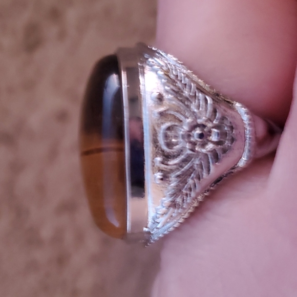 New Overzized Tiger Eye Adjustable 925 Silver Ring. - Picture 5 of 12